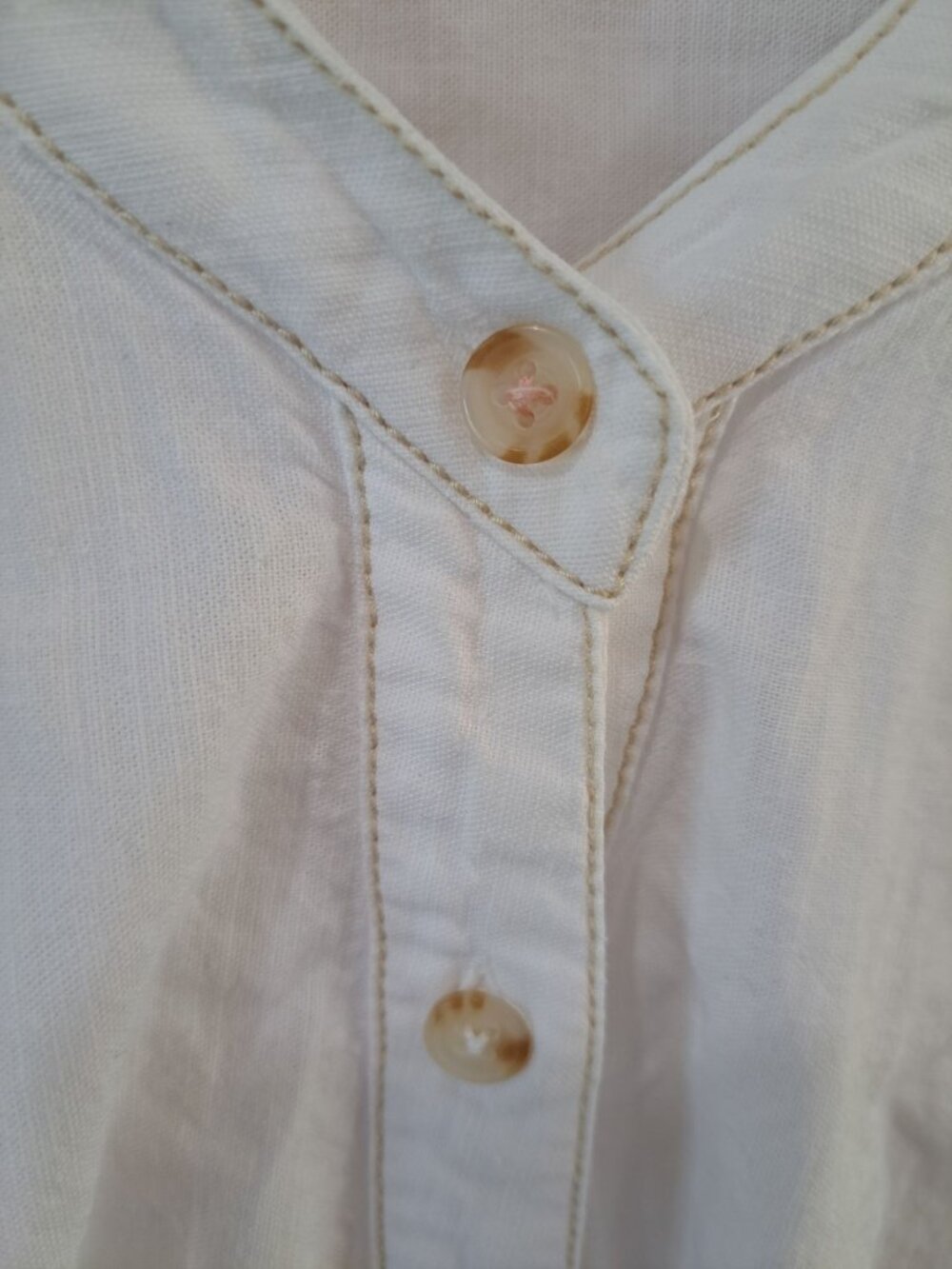 Pilcro White Linen Bld Button-Down Blouse XL Pleated Waist Anthropologie Linden - Picture 6 of 14